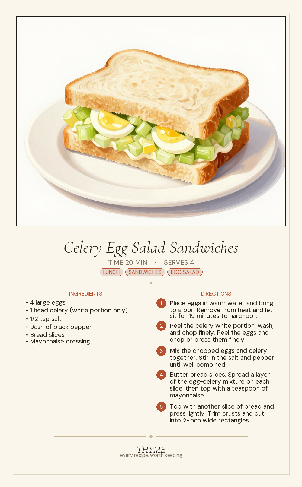 Celery Egg Salad Sandwiches