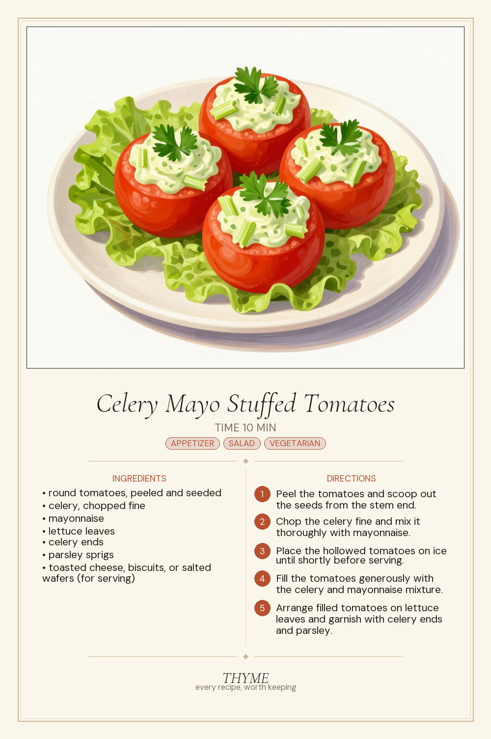 Celery Mayo Stuffed Tomatoes