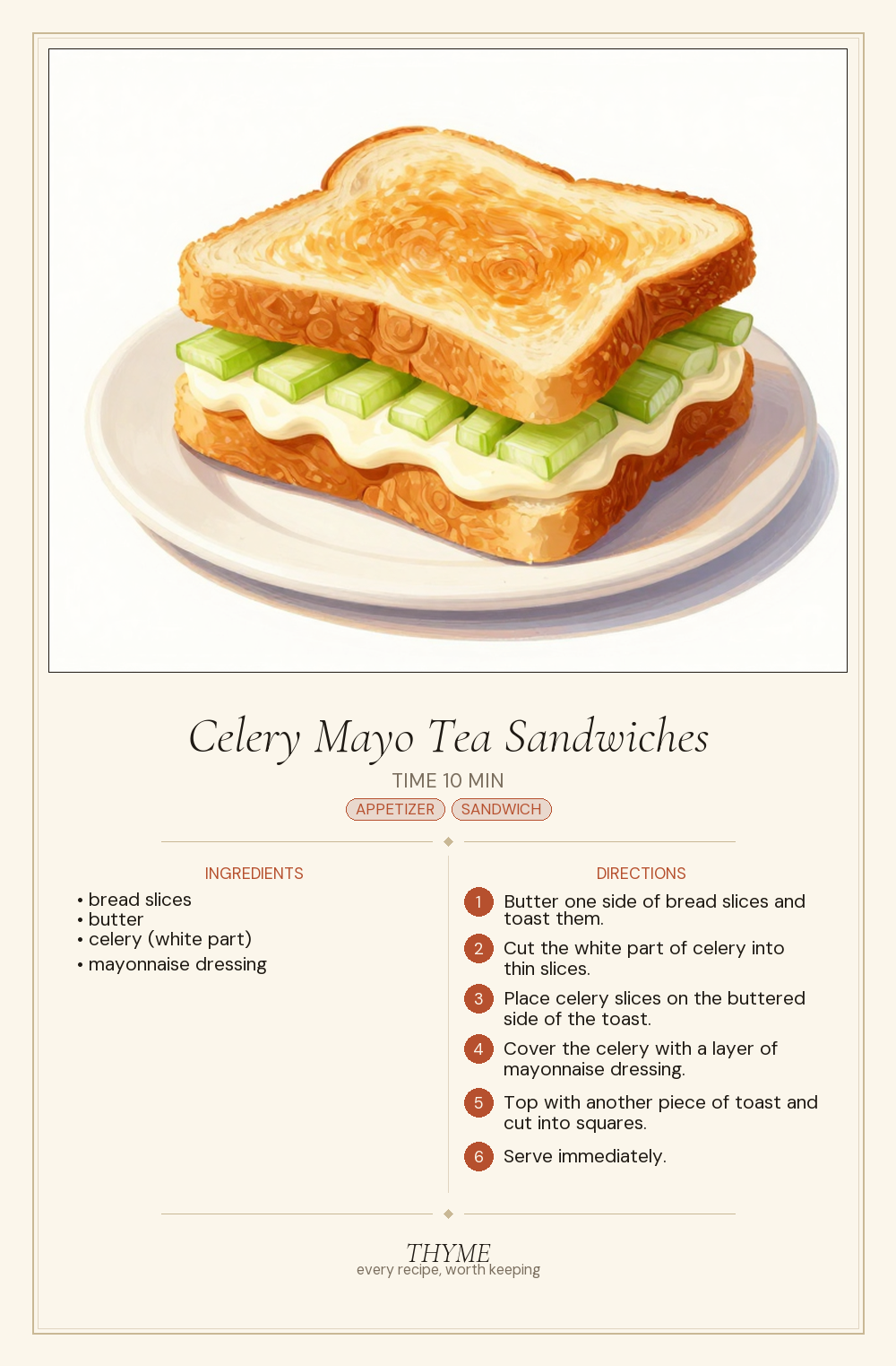 Celery Mayo Tea Sandwiches