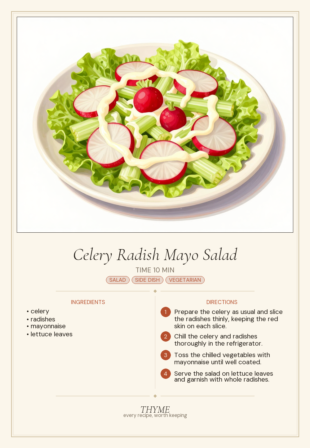 Celery Radish Mayo Salad