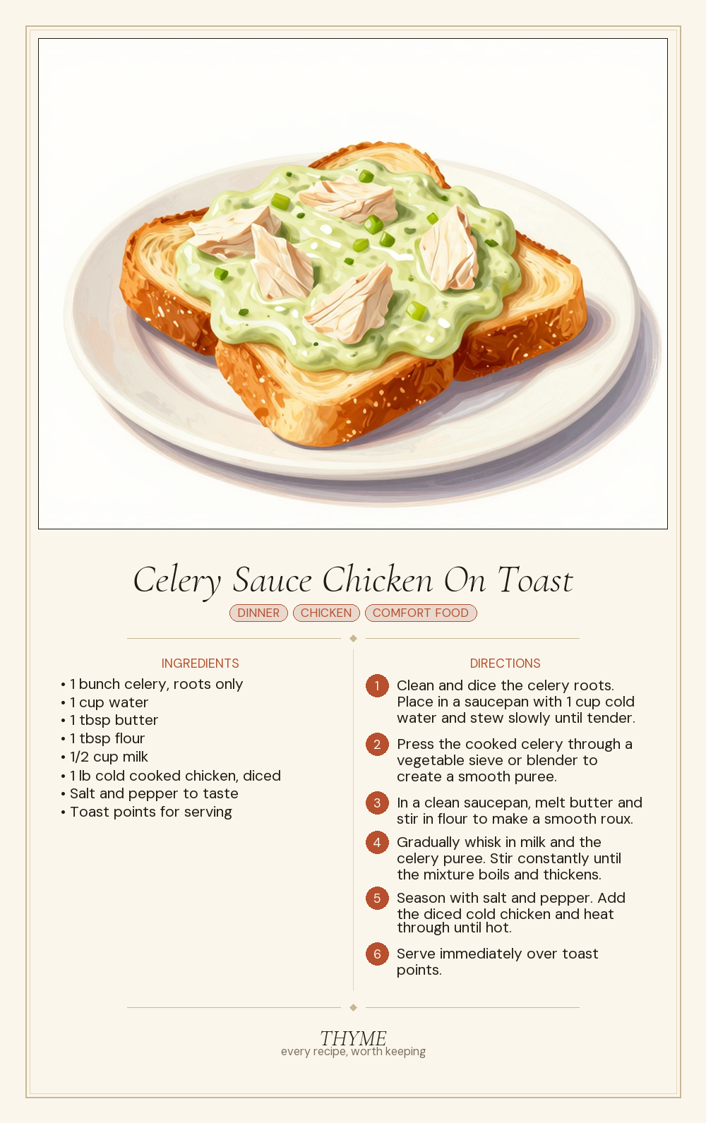Celery Sauce Chicken On Toast