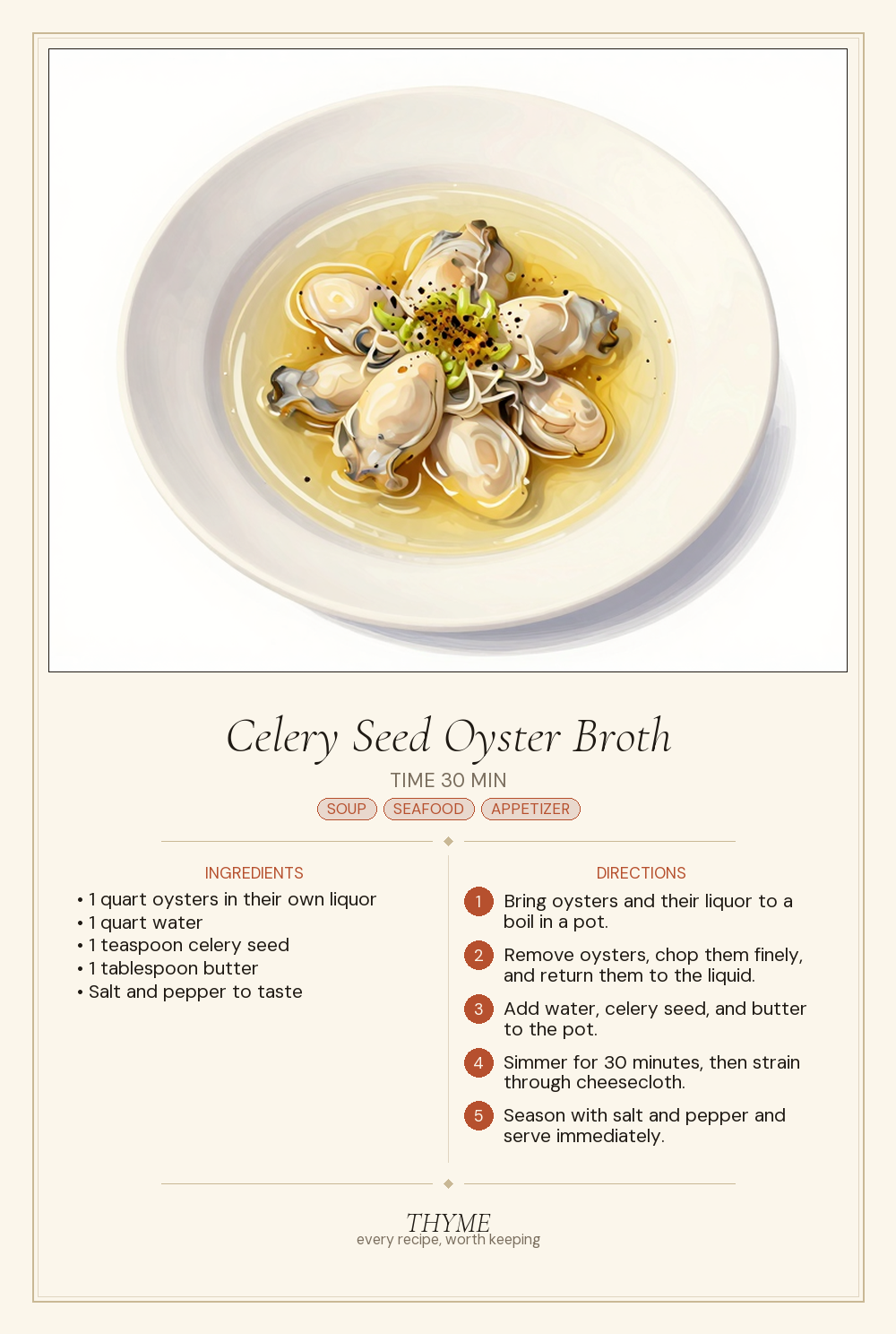 Celery Seed Oyster Broth