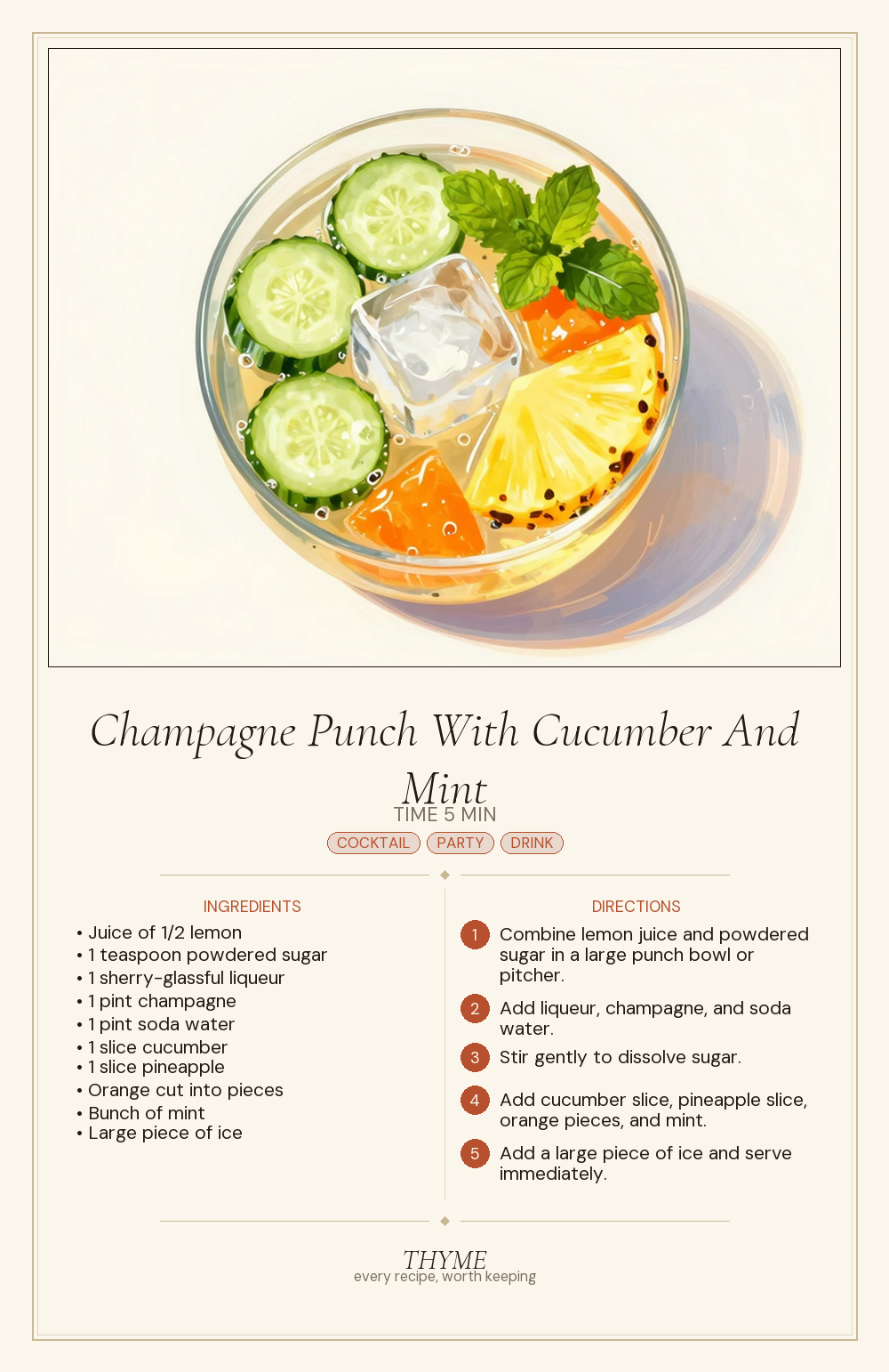 Champagne Punch With Cucumber And Mint