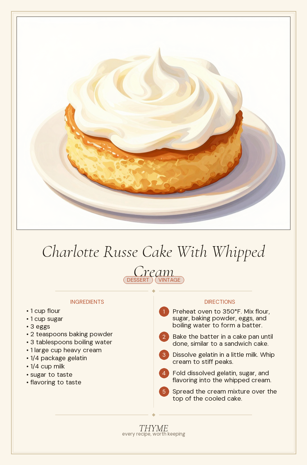 Charlotte Russe Cake With Whipped Cream