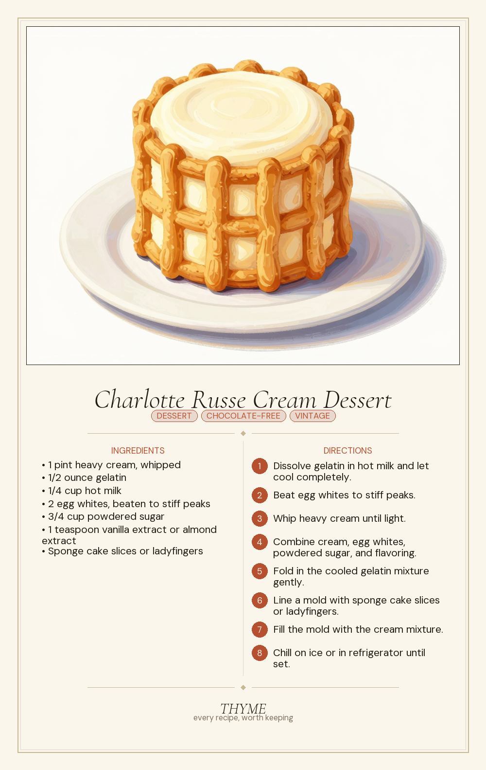Charlotte Russe Cream Dessert