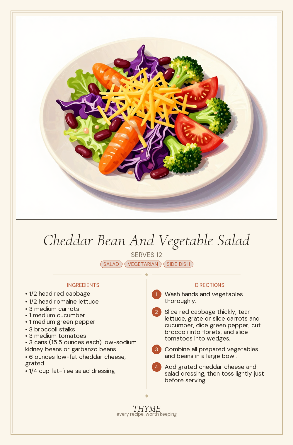 Cheddar Bean And Vegetable Salad
