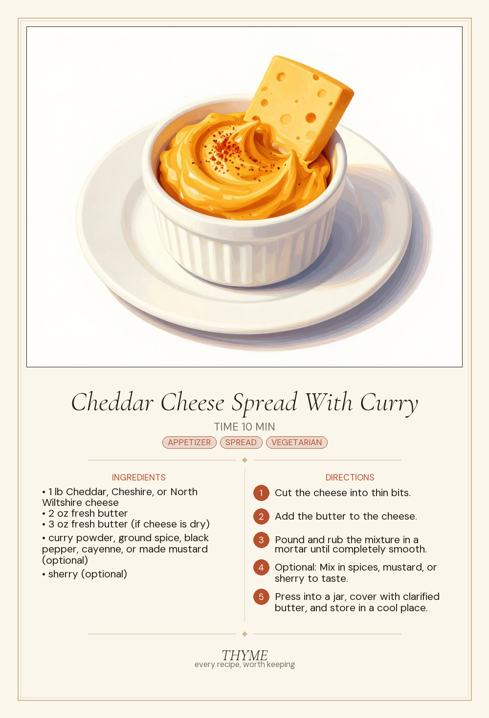 Cheddar Cheese Spread With Curry