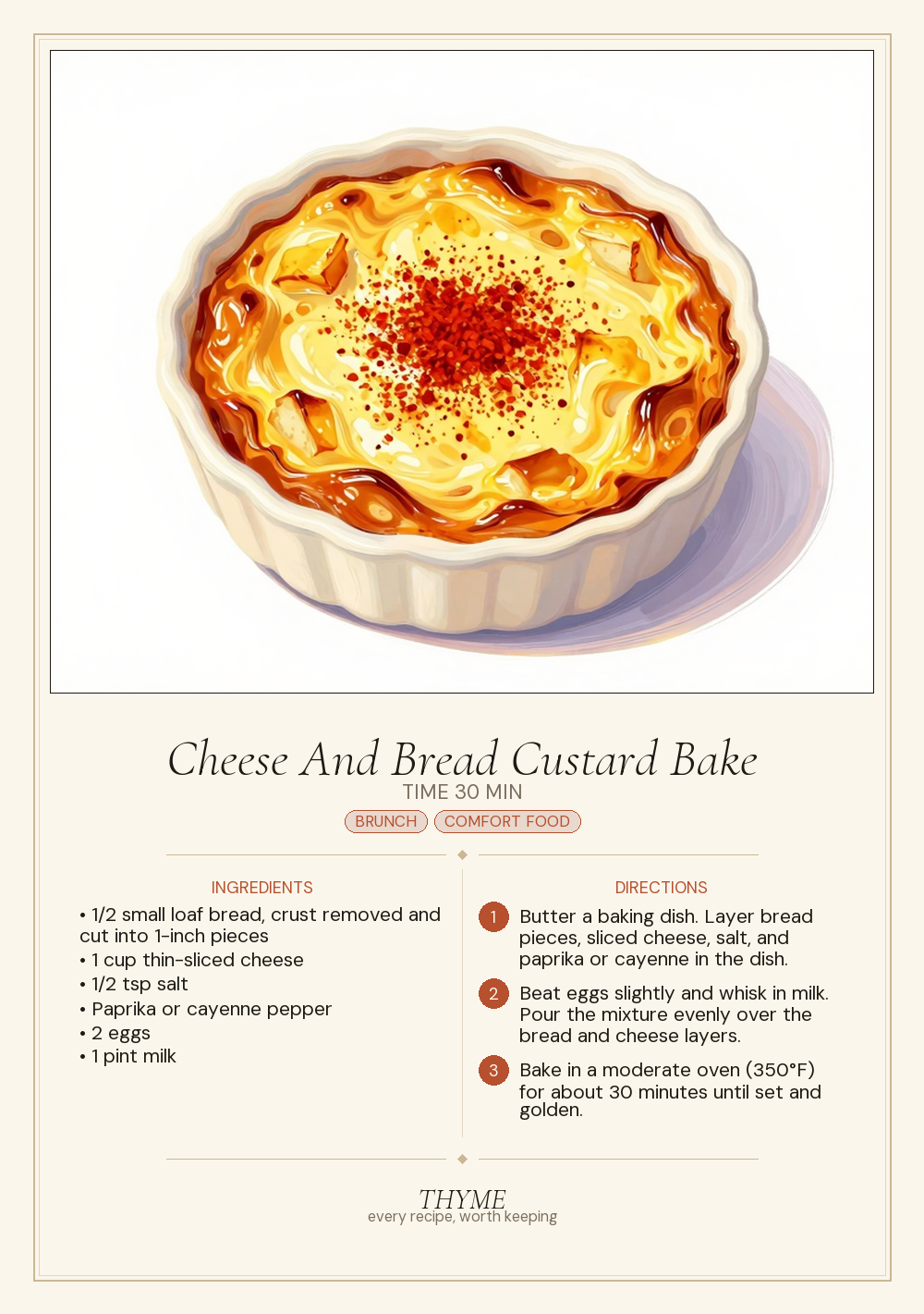 Cheese And Bread Custard Bake