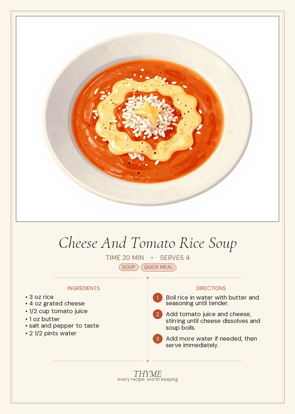 Cheese And Tomato Rice Soup