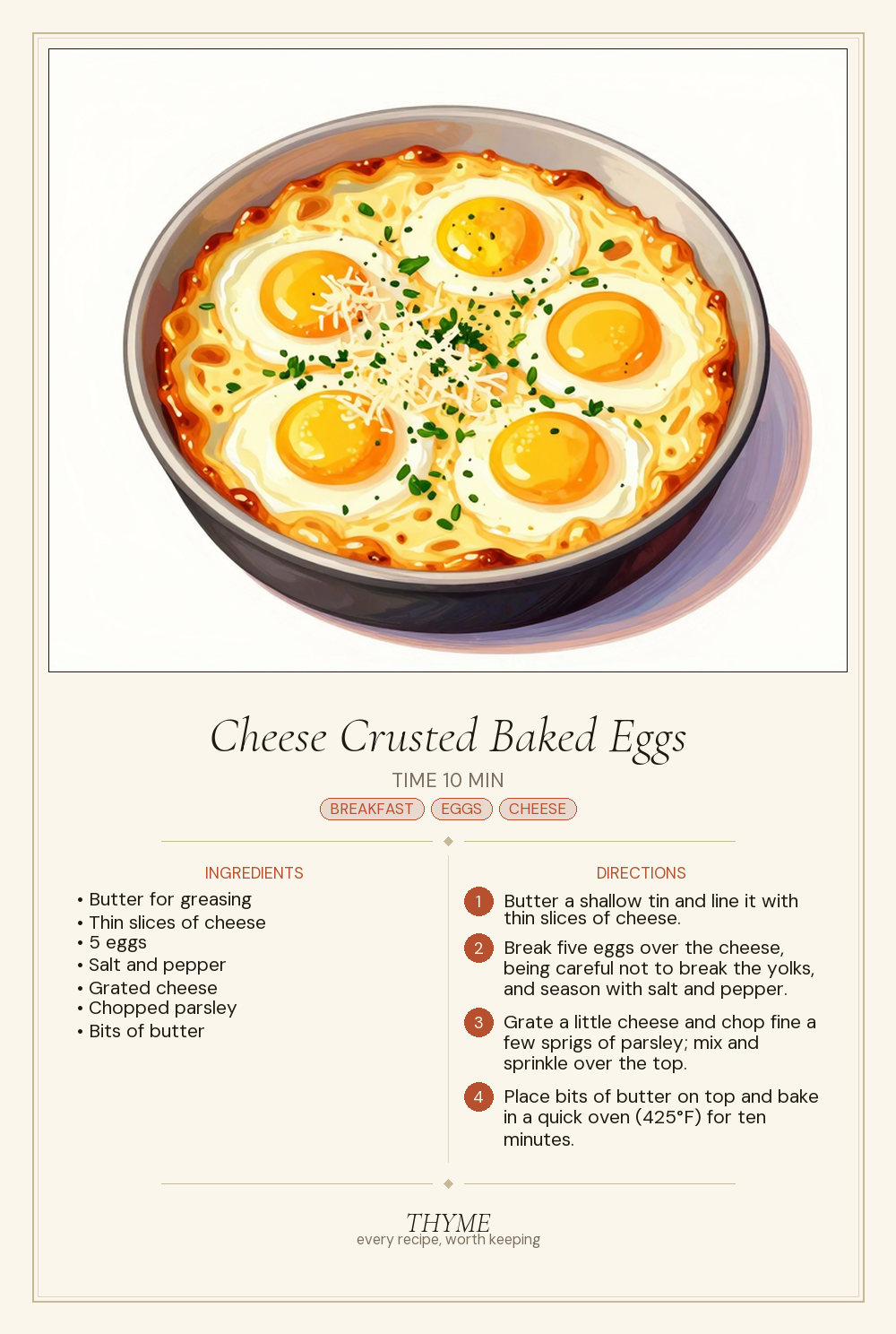 Cheese Crusted Baked Eggs