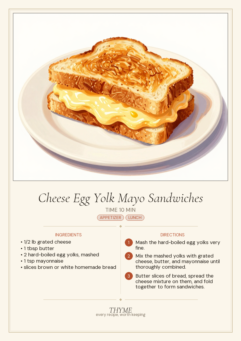 Cheese Egg Yolk Mayo Sandwiches