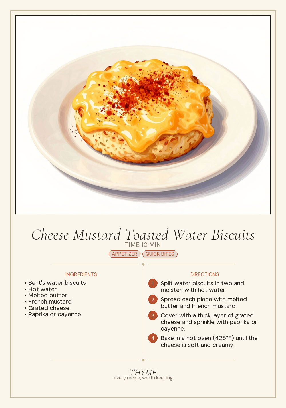 Cheese Mustard Toasted Water Biscuits