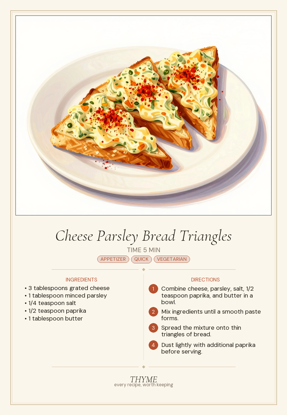 Cheese Parsley Bread Triangles