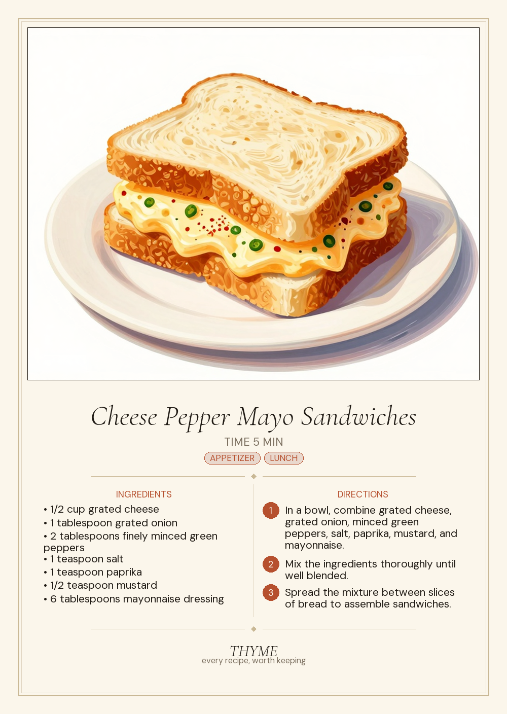 Cheese Pepper Mayo Sandwiches