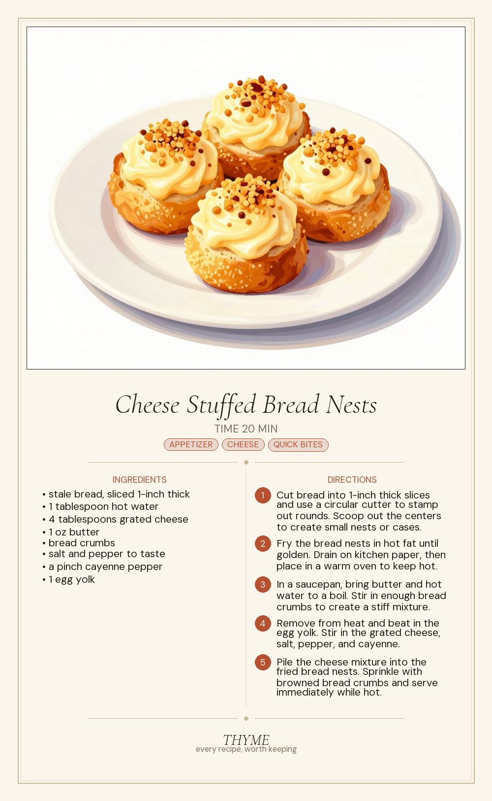 Cheese Stuffed Bread Nests