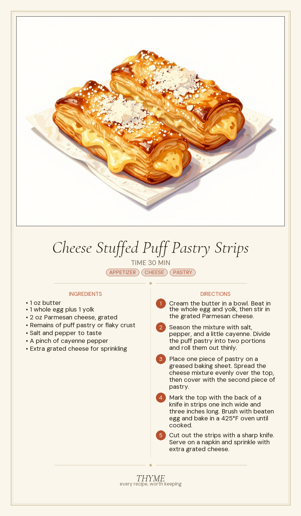 Cheese Stuffed Puff Pastry Strips