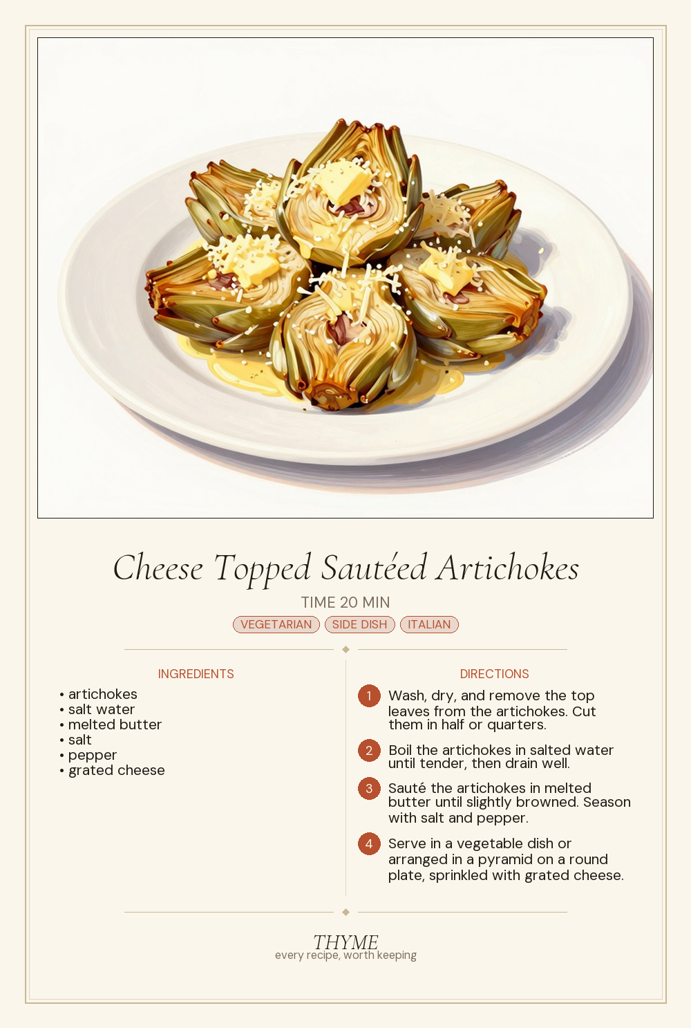 Cheese Topped Sautéed Artichokes