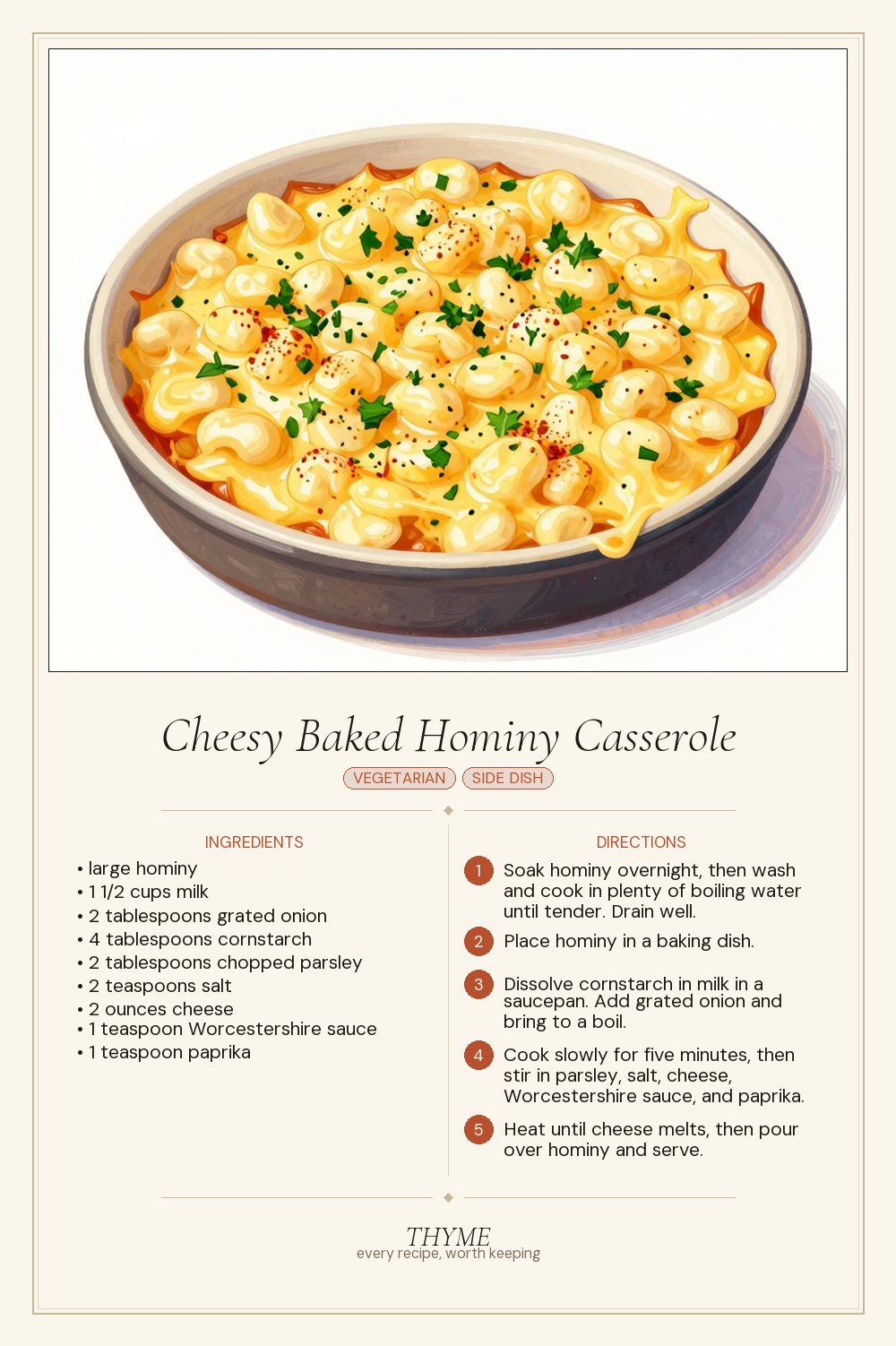Cheesy Baked Hominy Casserole
