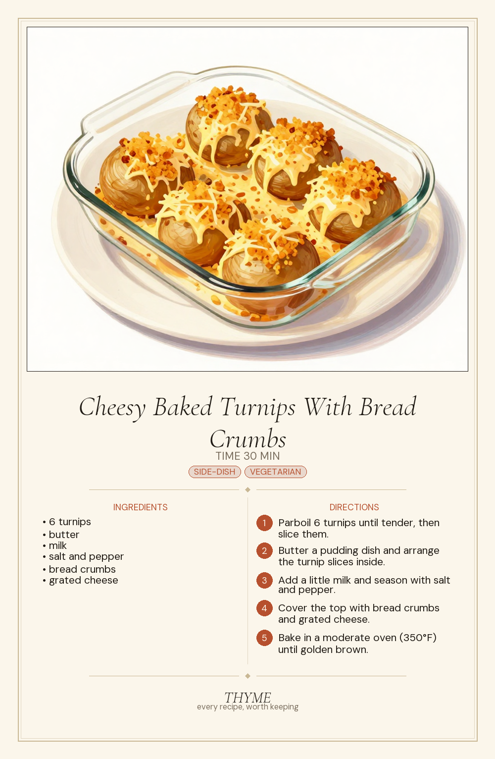 Cheesy Baked Turnips With Bread Crumbs