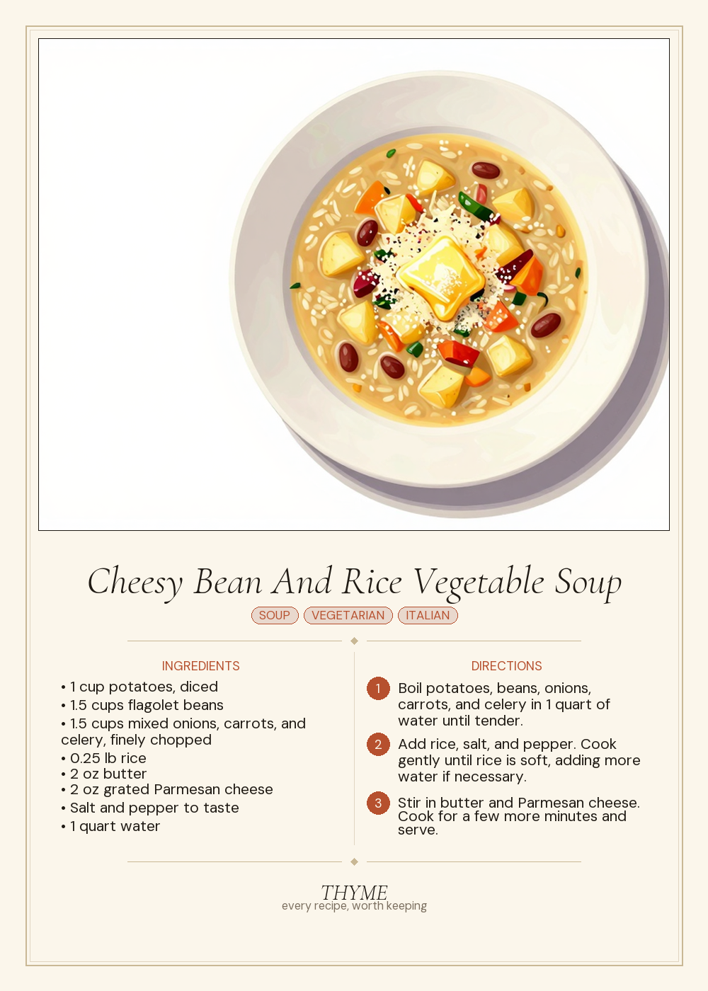 Cheesy Bean And Rice Vegetable Soup