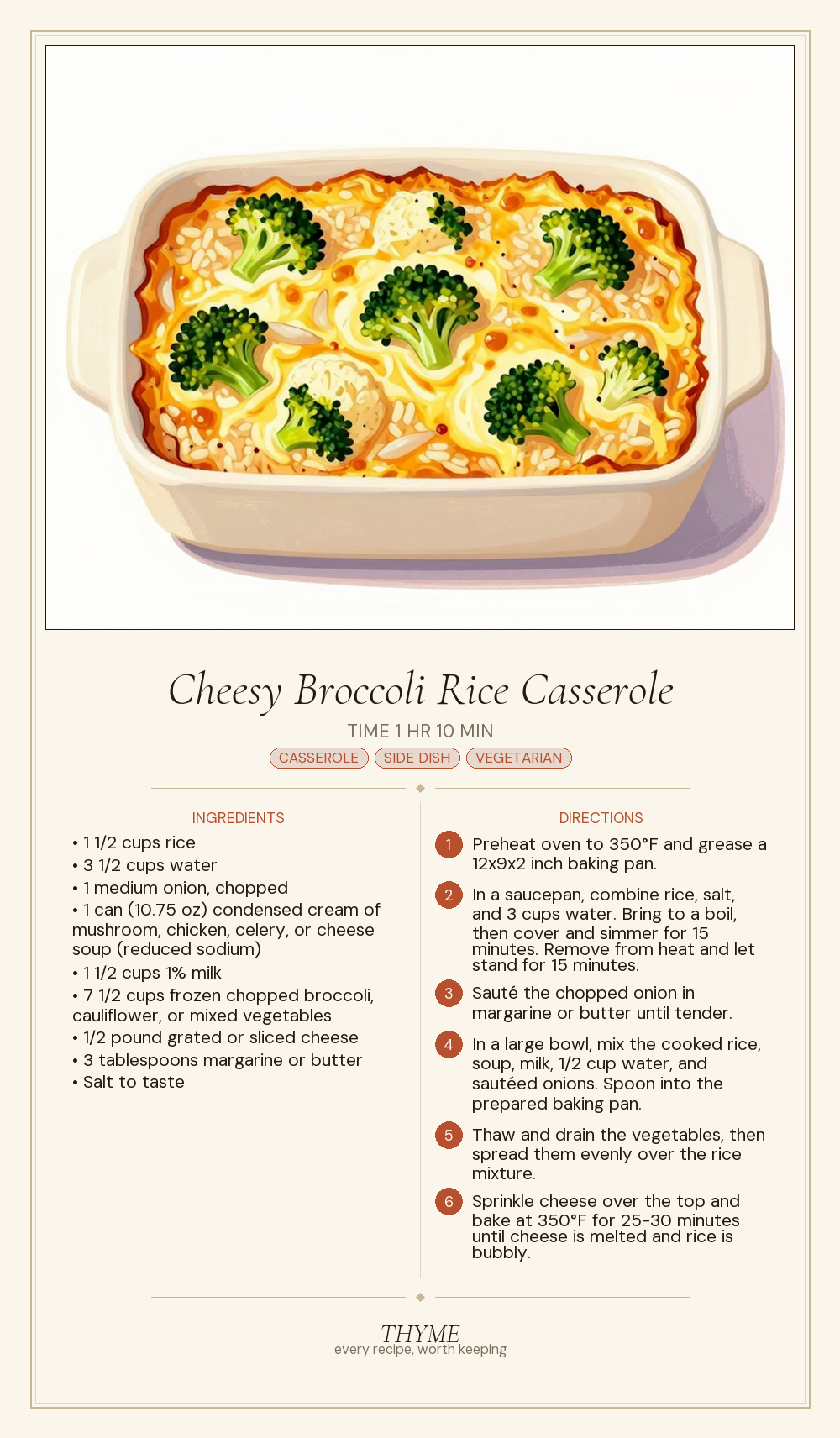 Cheesy Broccoli Rice Casserole
