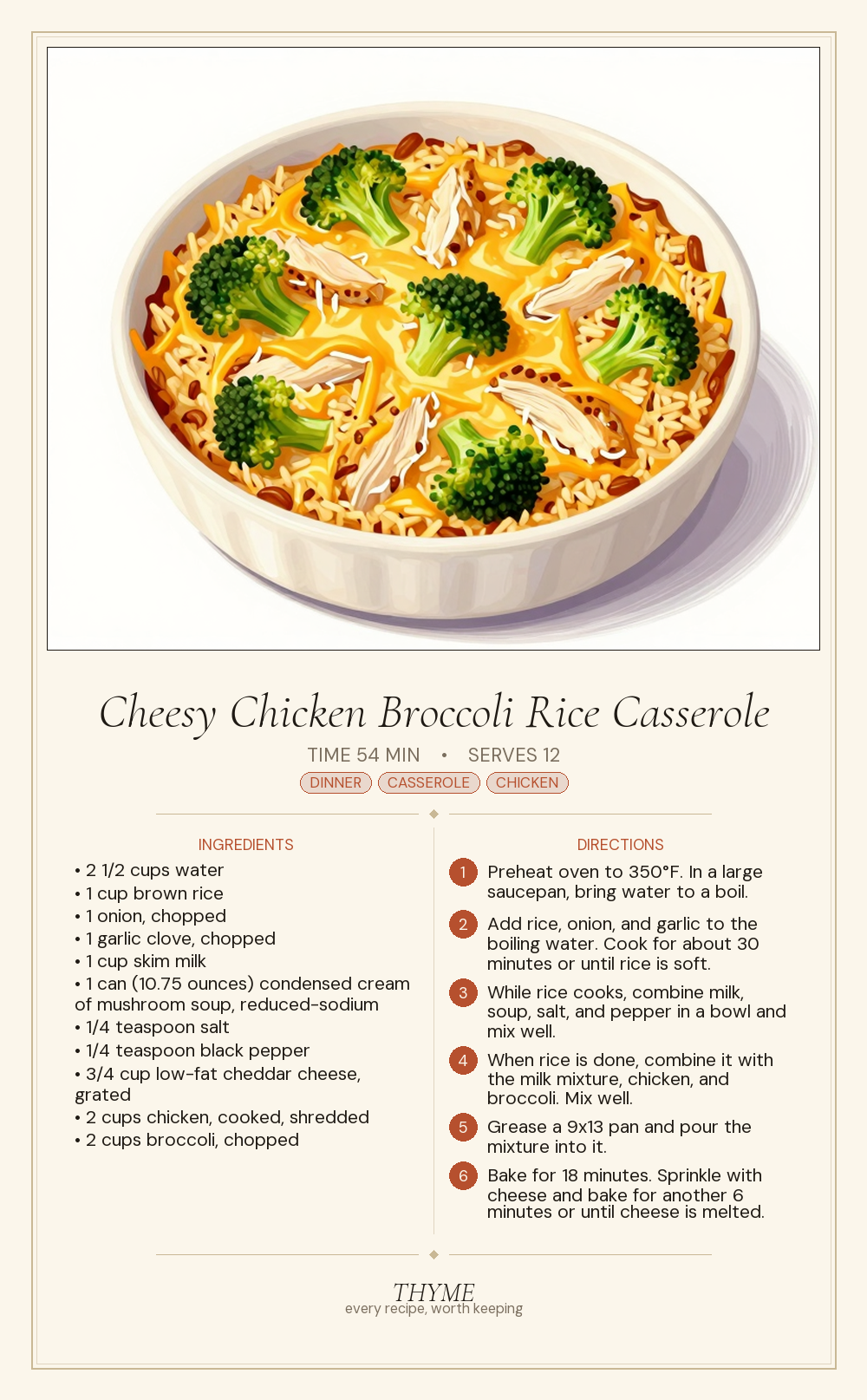 Cheesy Chicken Broccoli Rice Casserole