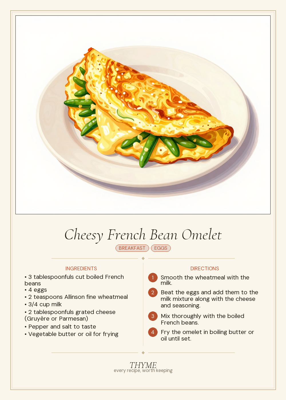 Cheesy French Bean Omelet