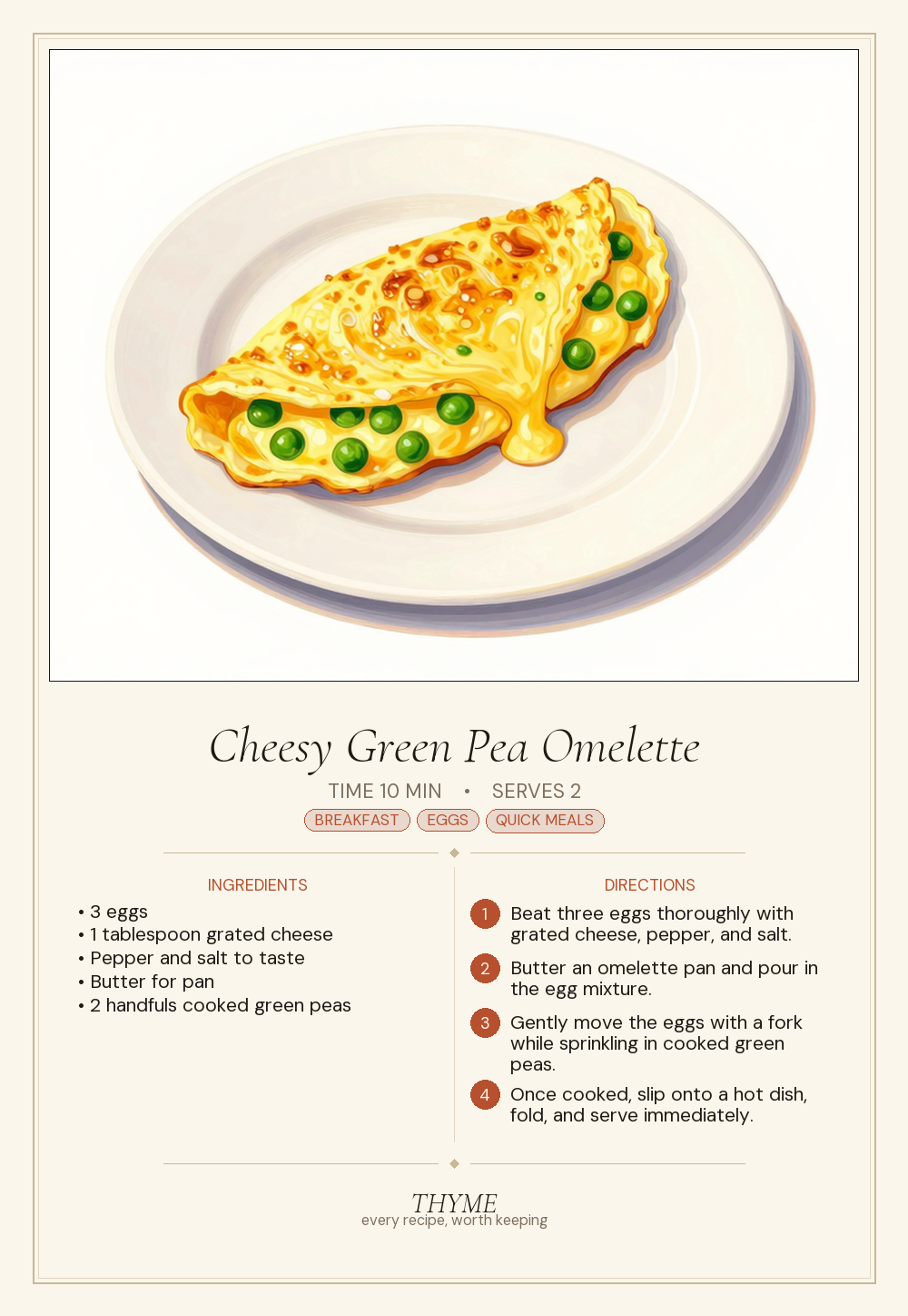 Cheesy Green Pea Omelette