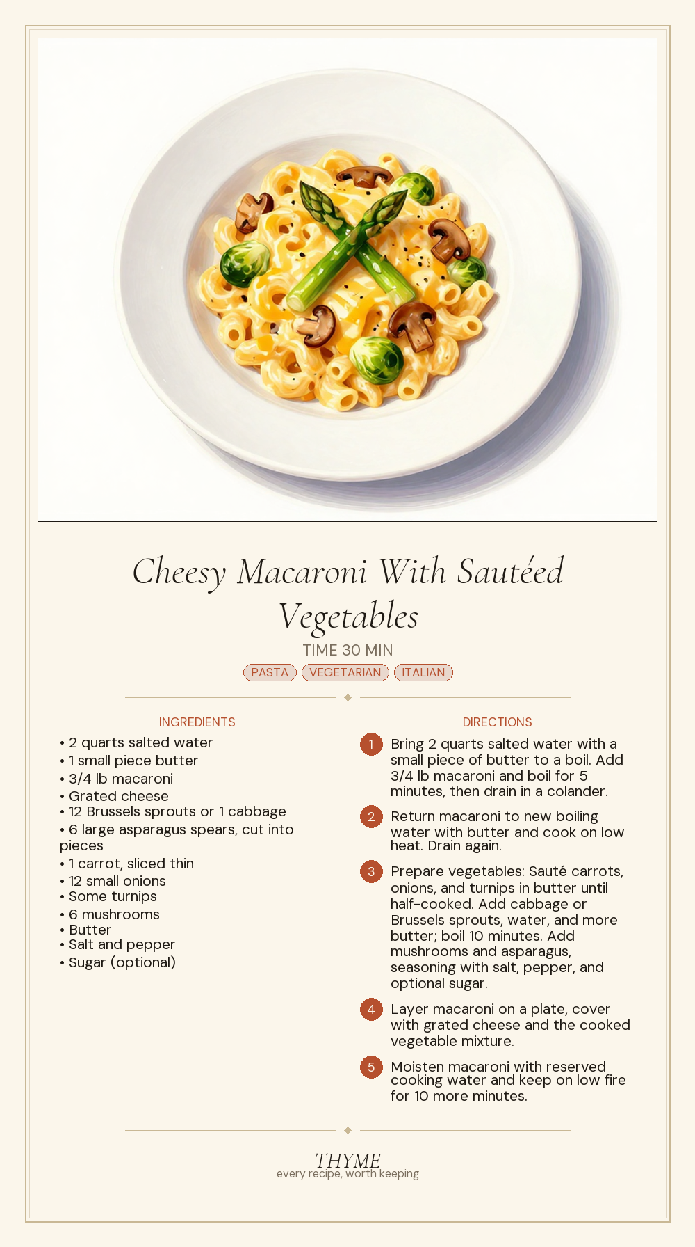 Cheesy Macaroni With Sautéed Vegetables