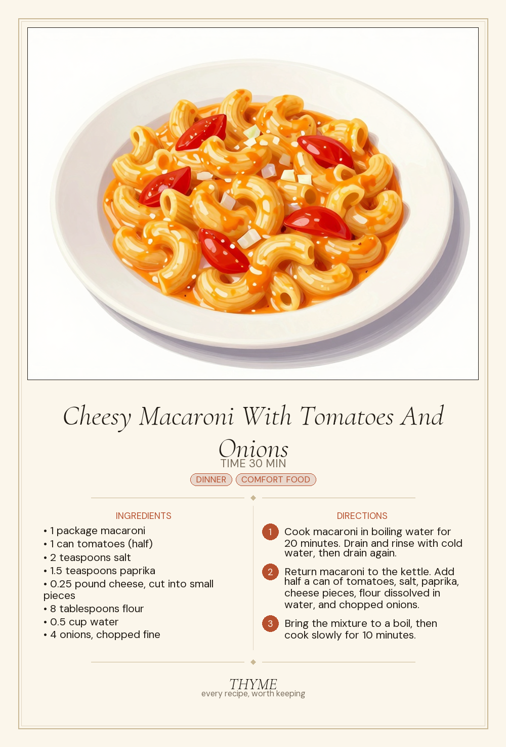 Cheesy Macaroni With Tomatoes And Onions