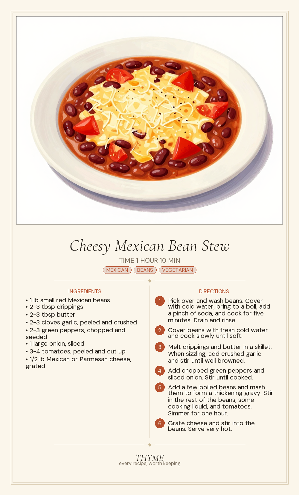 Cheesy Mexican Bean Stew