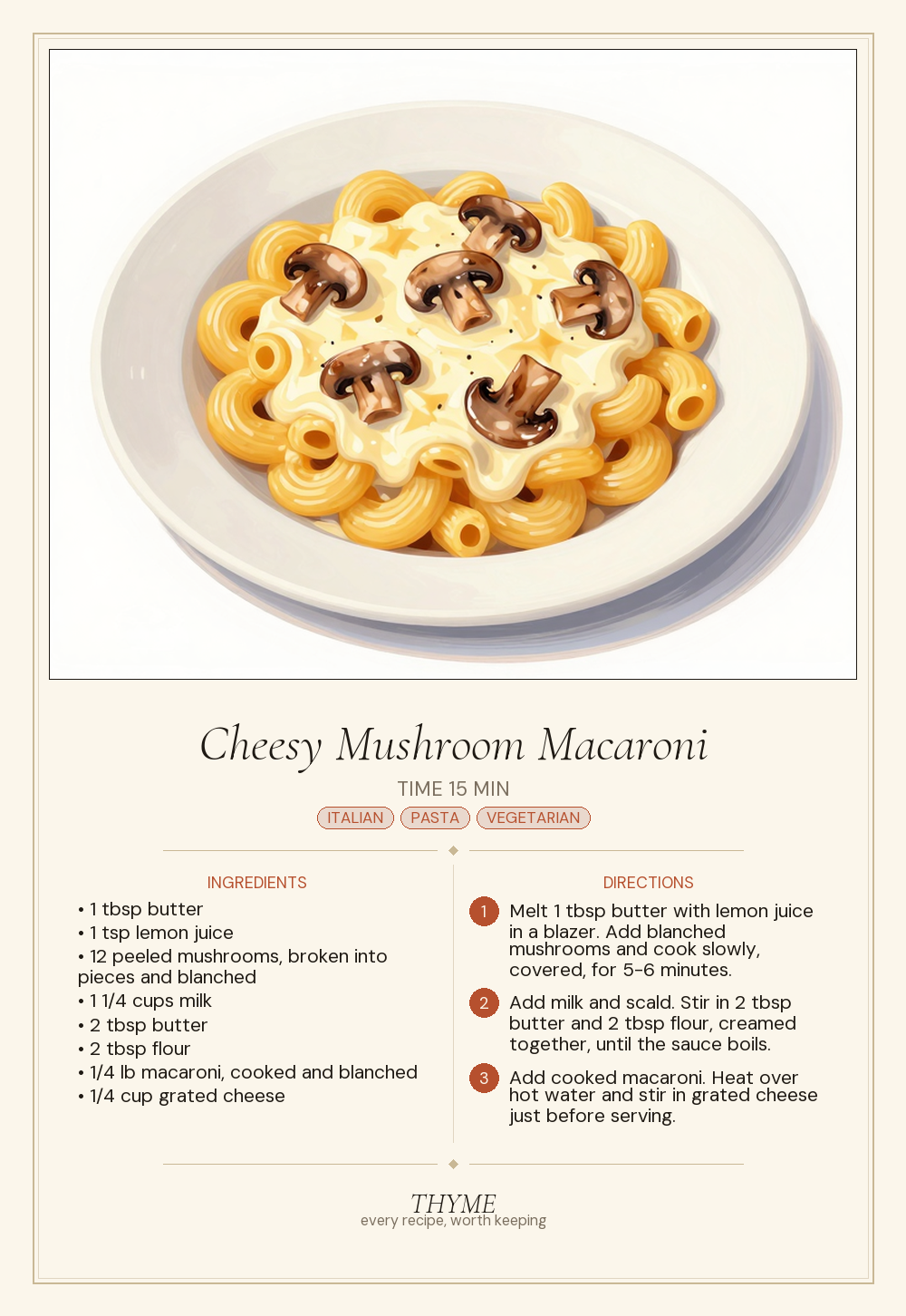 Cheesy Mushroom Macaroni
