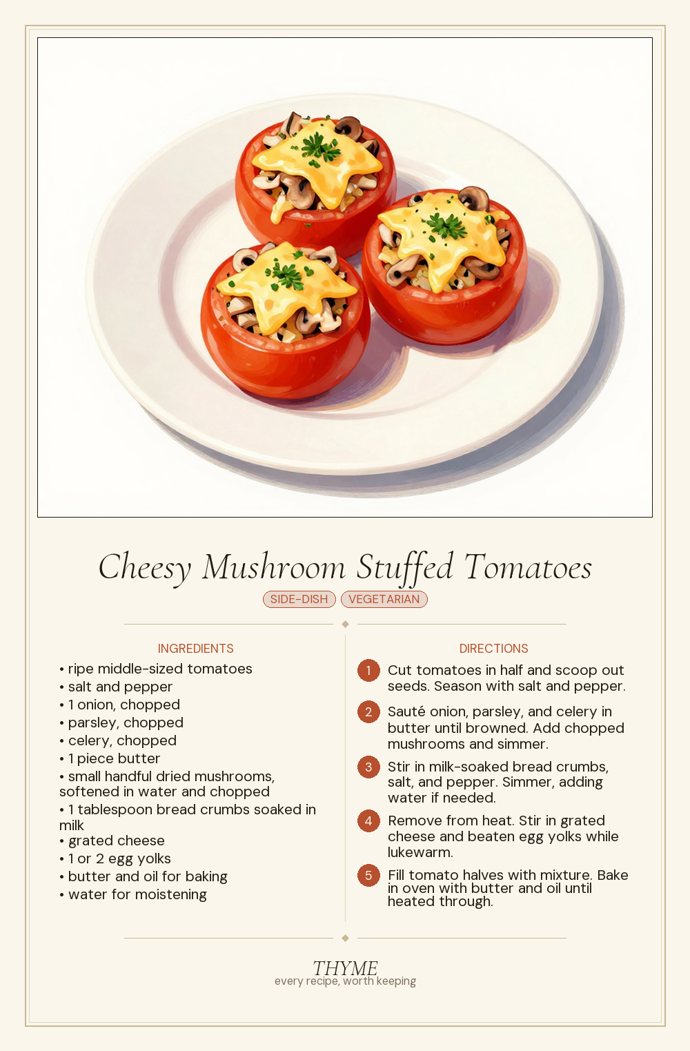Cheesy Mushroom Stuffed Tomatoes