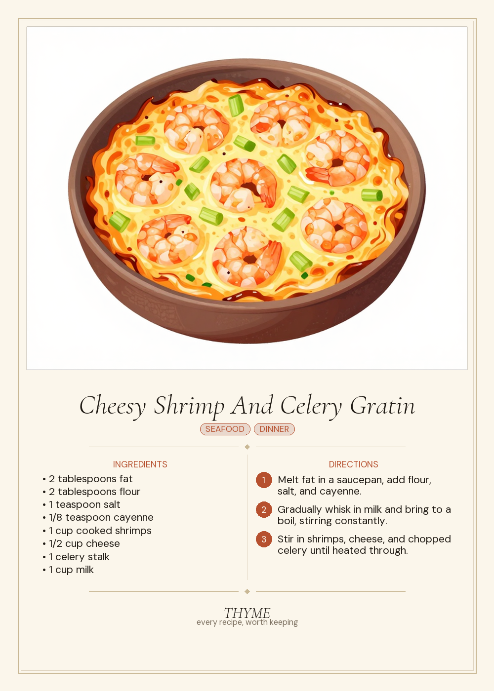 Cheesy Shrimp And Celery Gratin