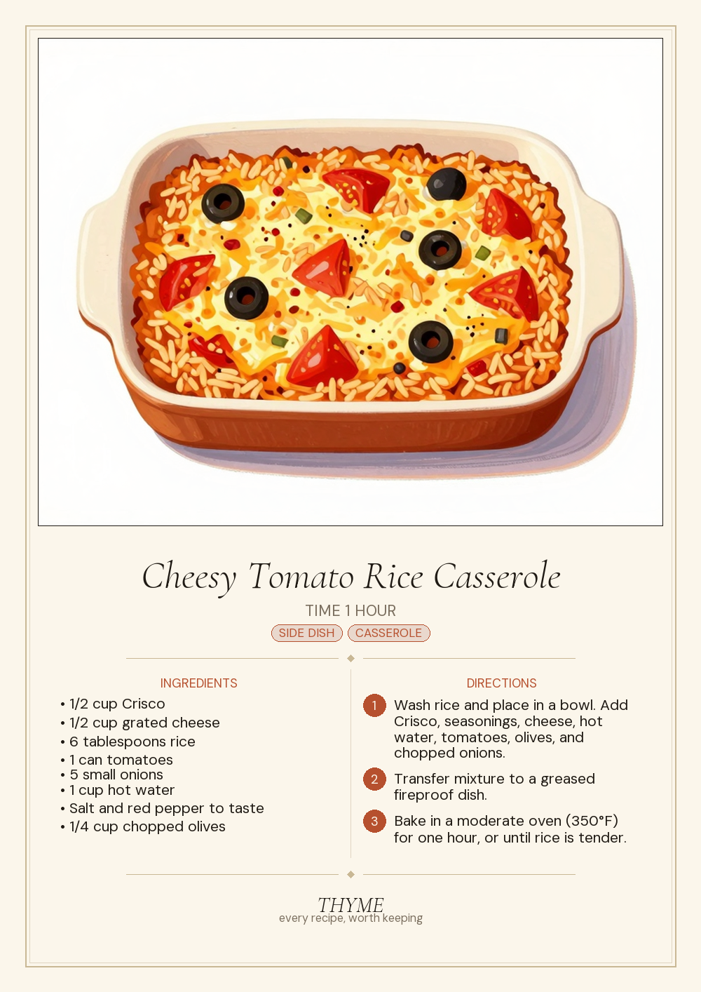 Cheesy Tomato Rice Casserole