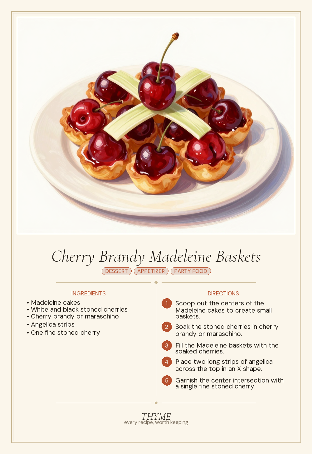 Cherry Brandy Madeleine Baskets