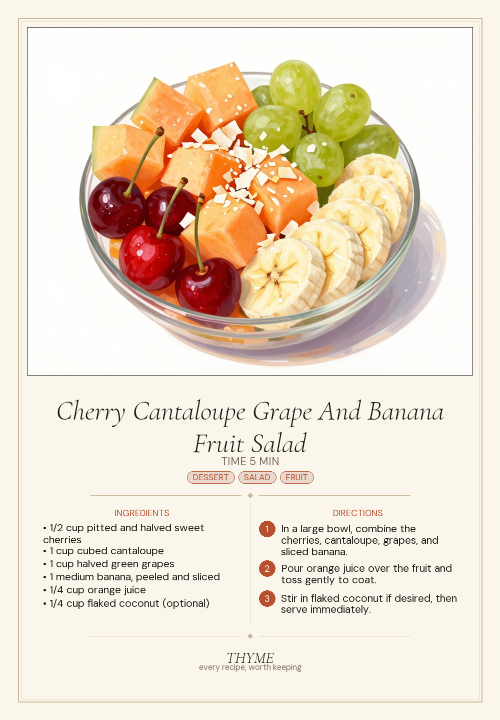 Cherry Cantaloupe Grape And Banana Fruit Salad