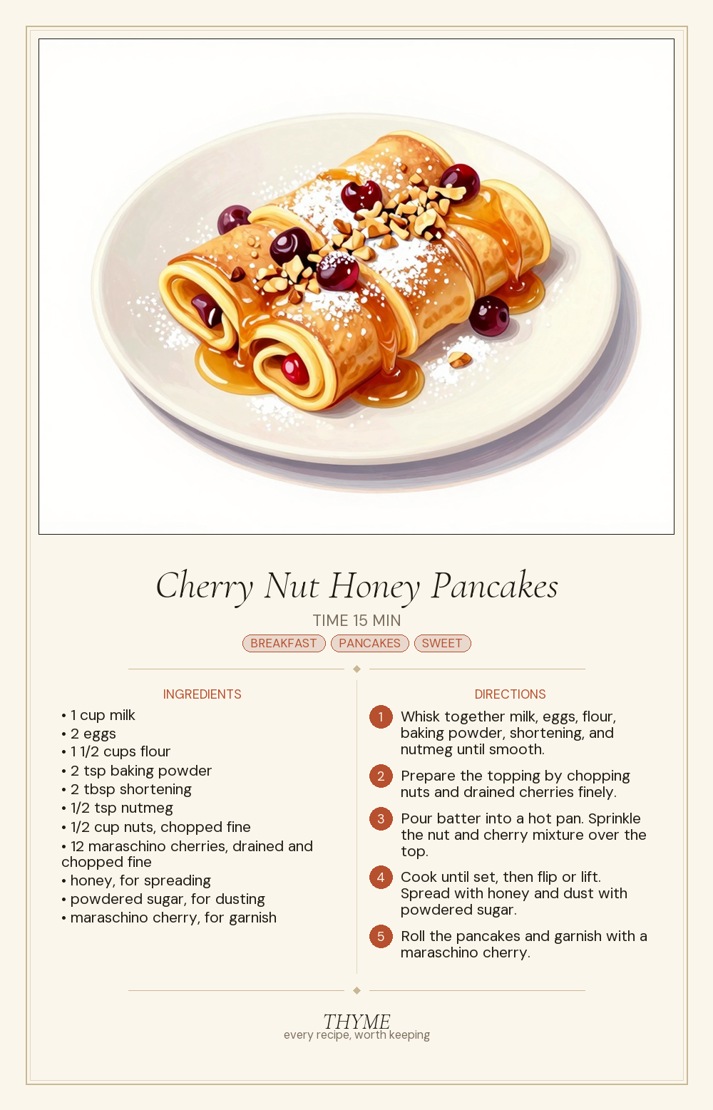 Cherry Nut Honey Pancakes