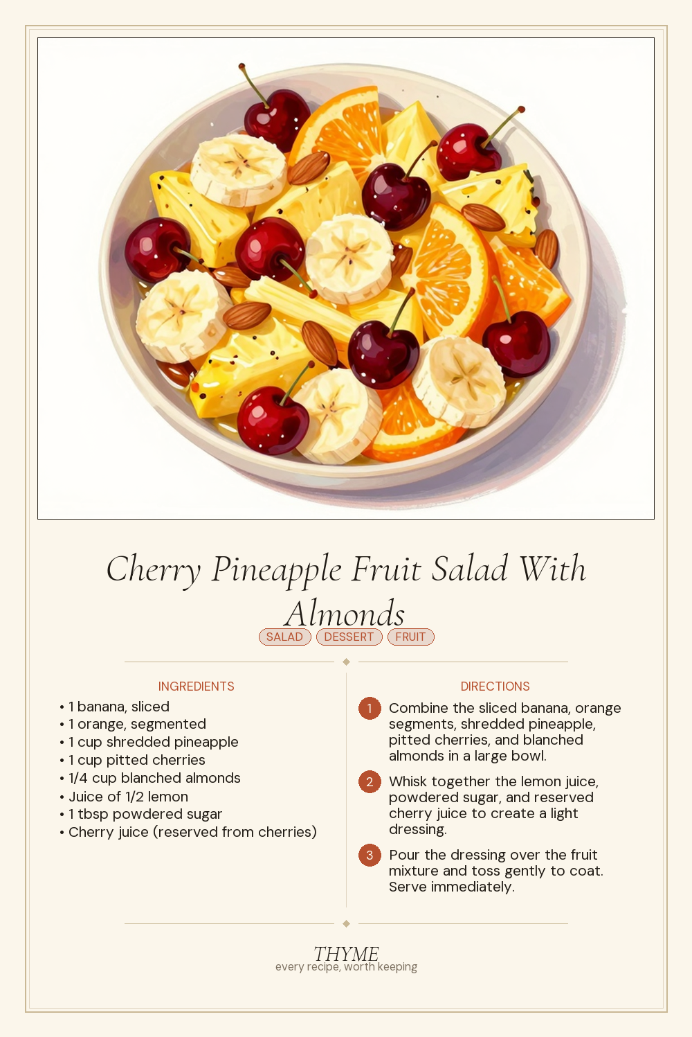 Cherry Pineapple Fruit Salad With Almonds