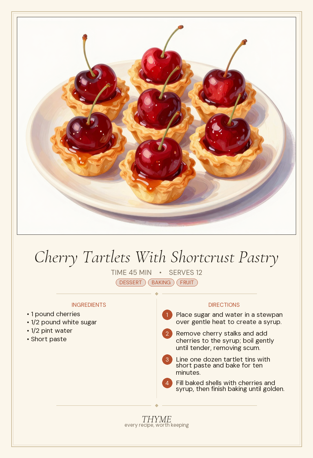 Cherry Tartlets With Shortcrust Pastry