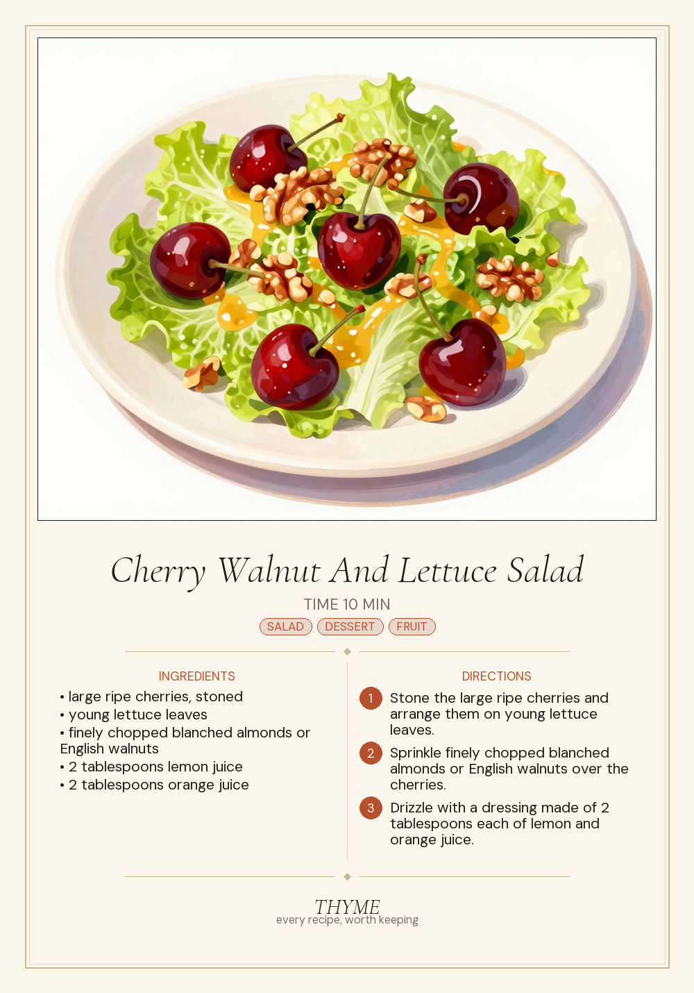 Cherry Walnut And Lettuce Salad