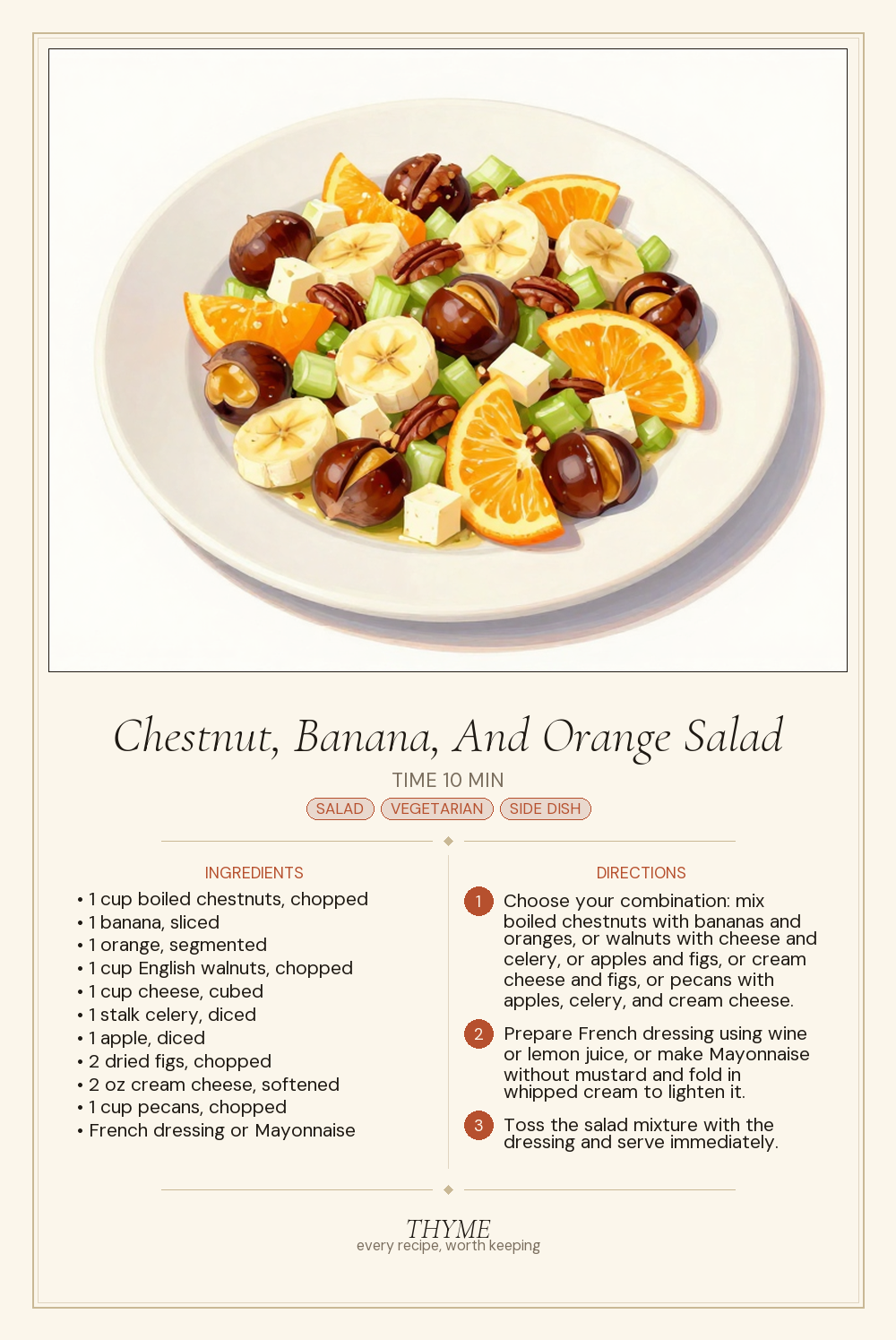 Chestnut, Banana, And Orange Salad