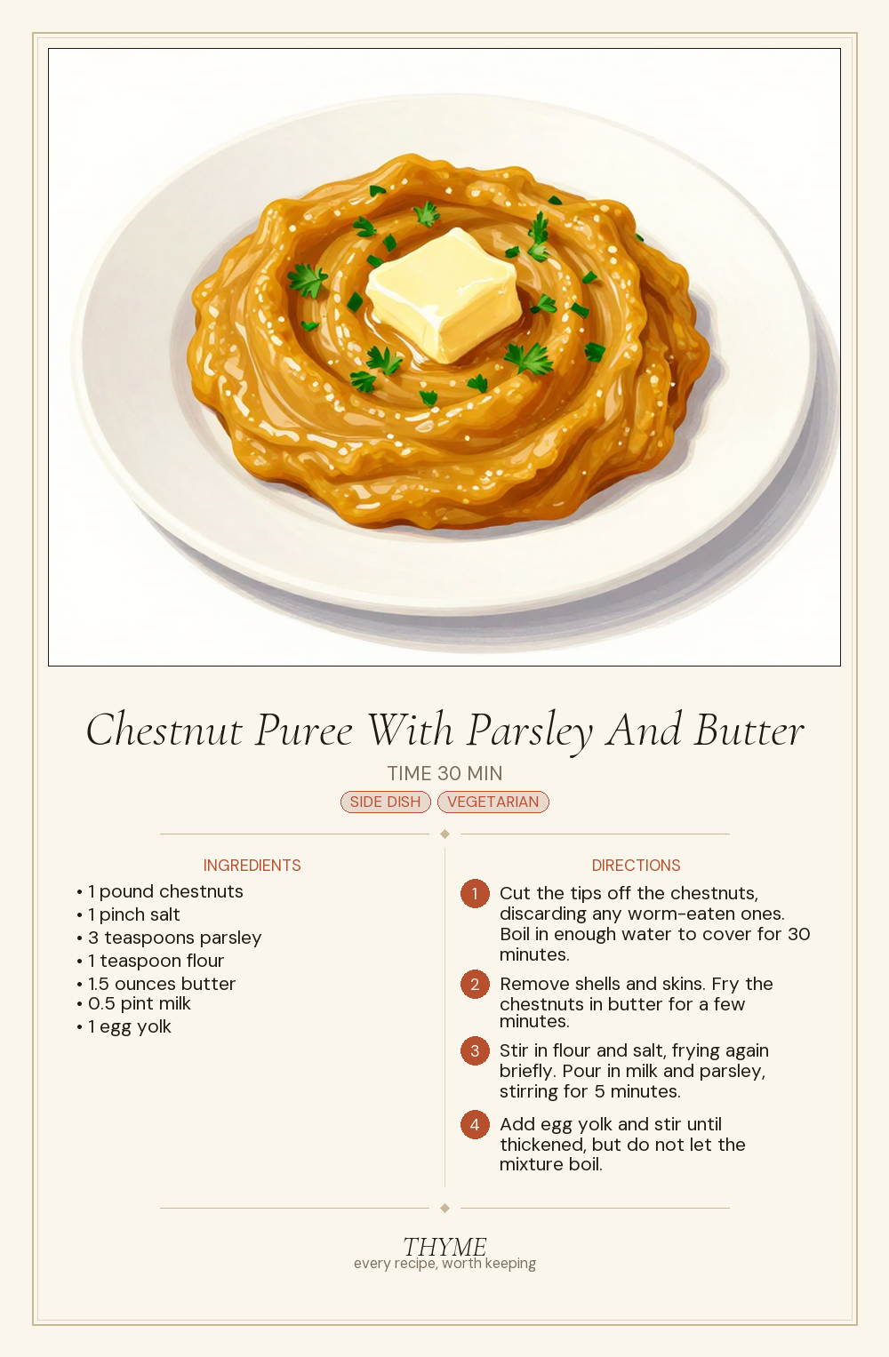 Chestnut Puree With Parsley And Butter