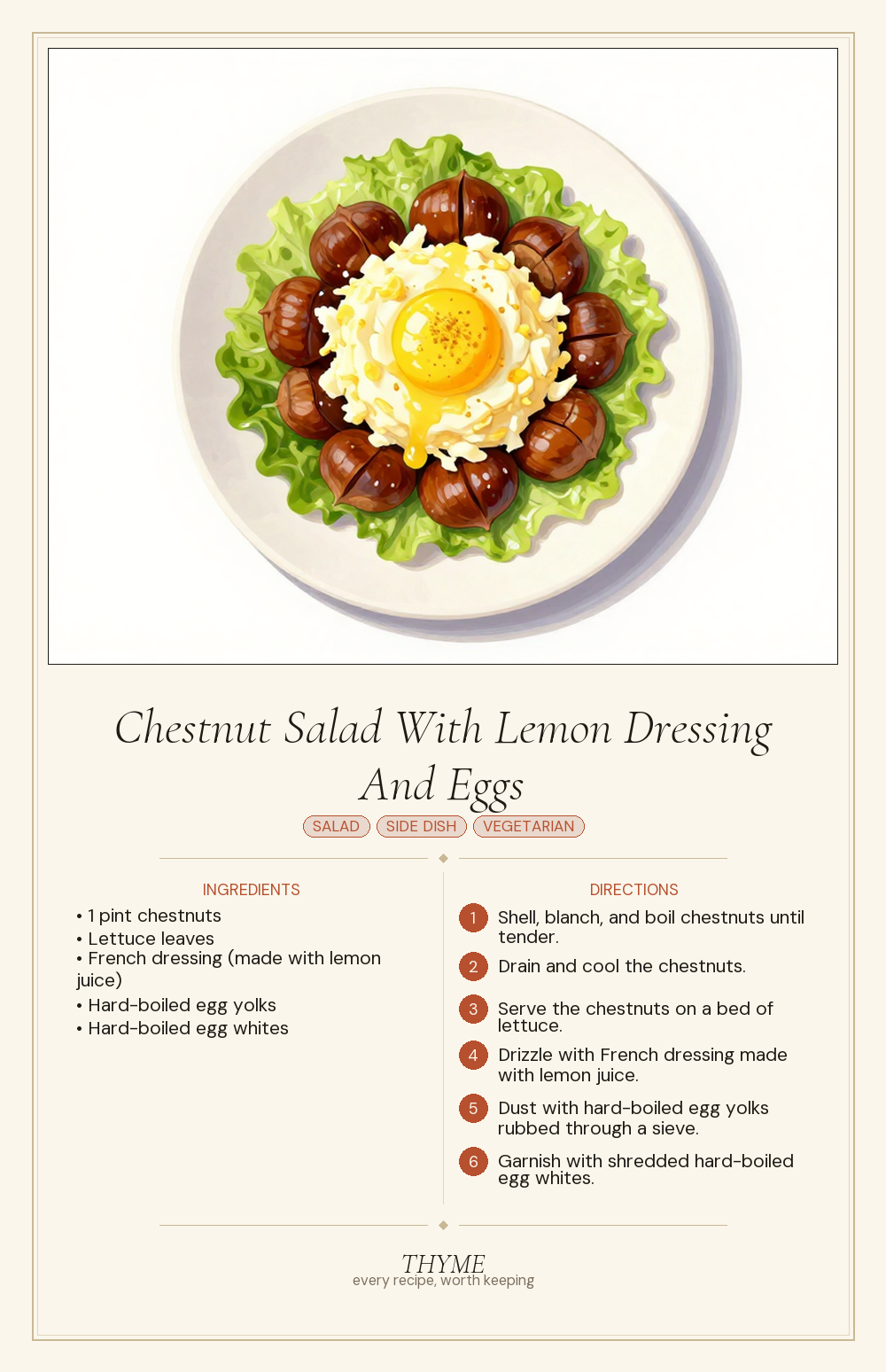Chestnut Salad With Lemon Dressing And Eggs