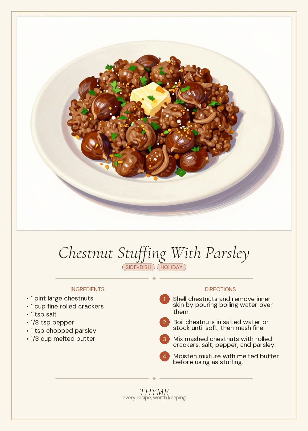 Chestnut Stuffing With Parsley