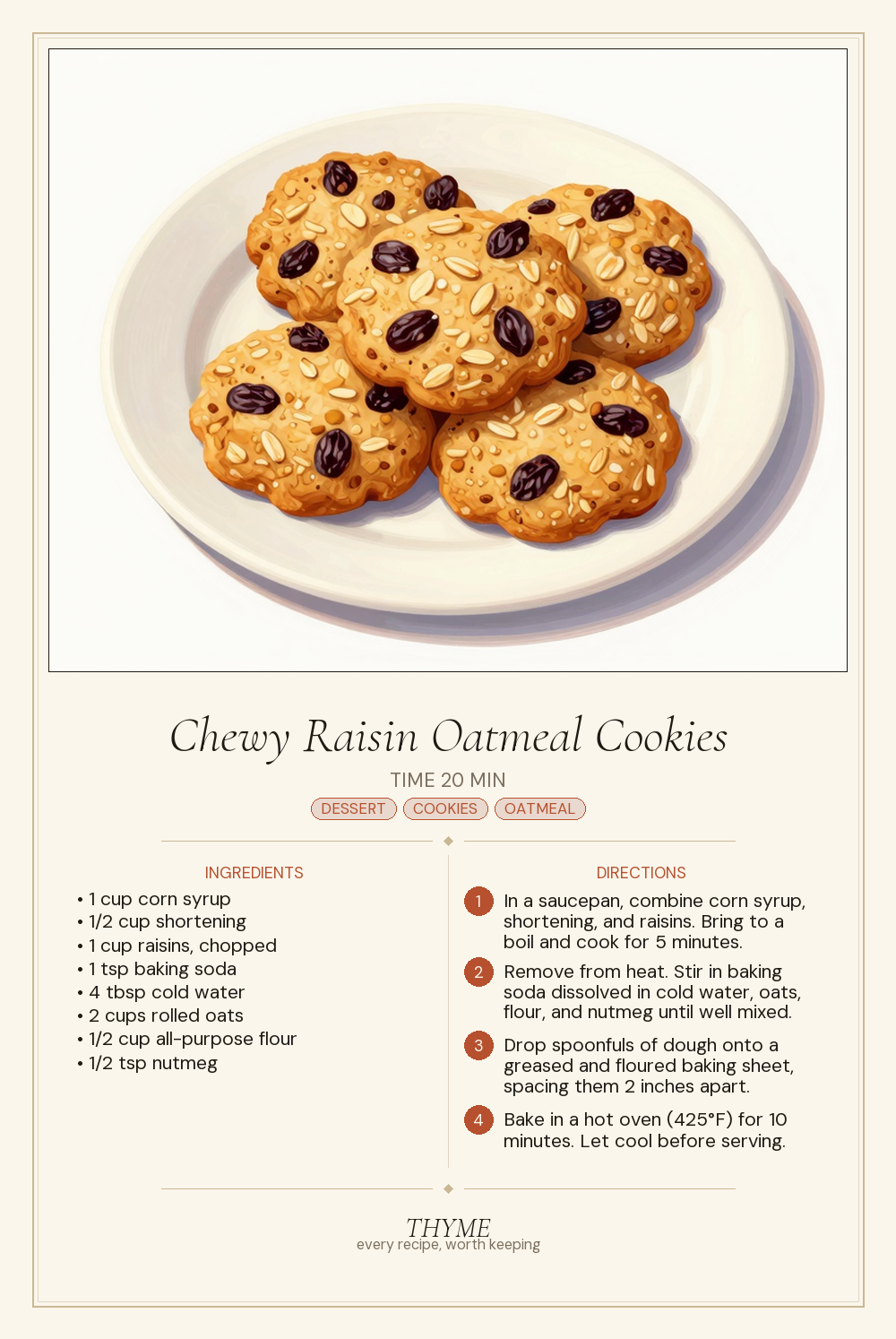 Chewy Raisin Oatmeal Cookies