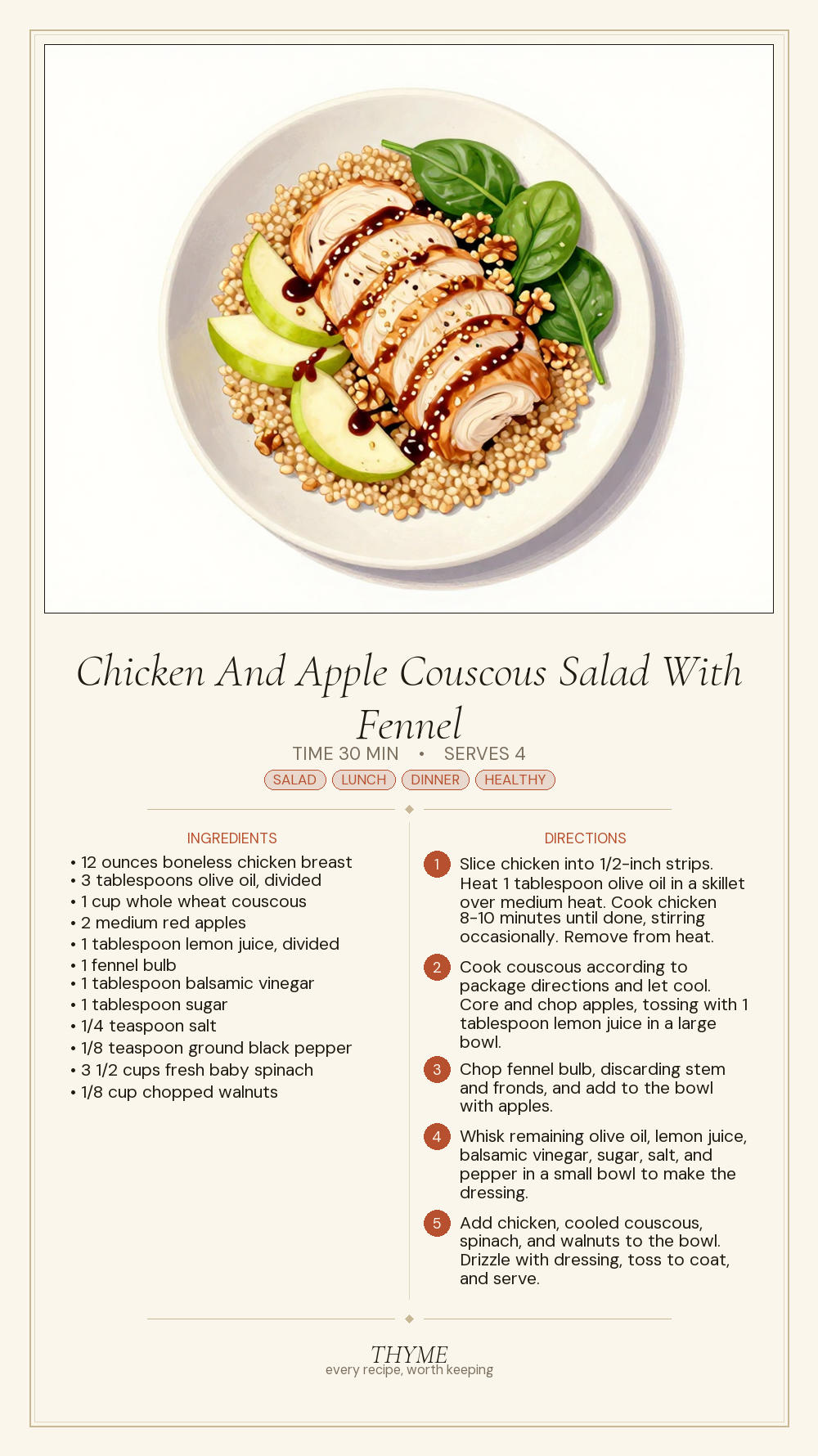 Chicken And Apple Couscous Salad With Fennel