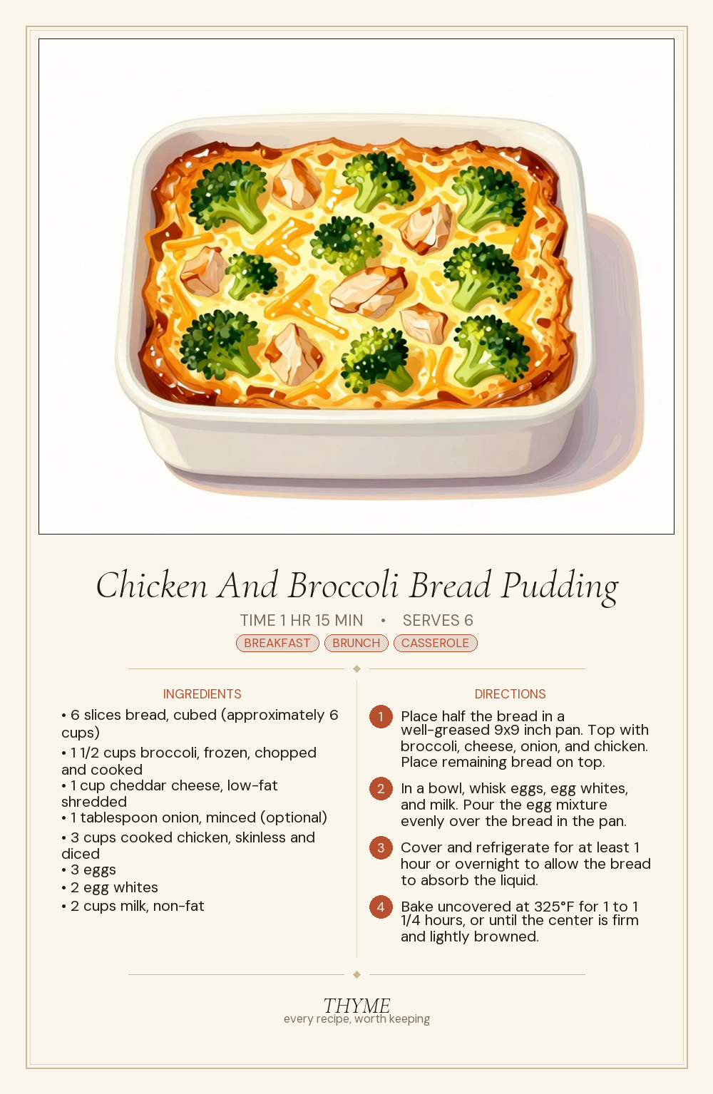 Chicken And Broccoli Bread Pudding