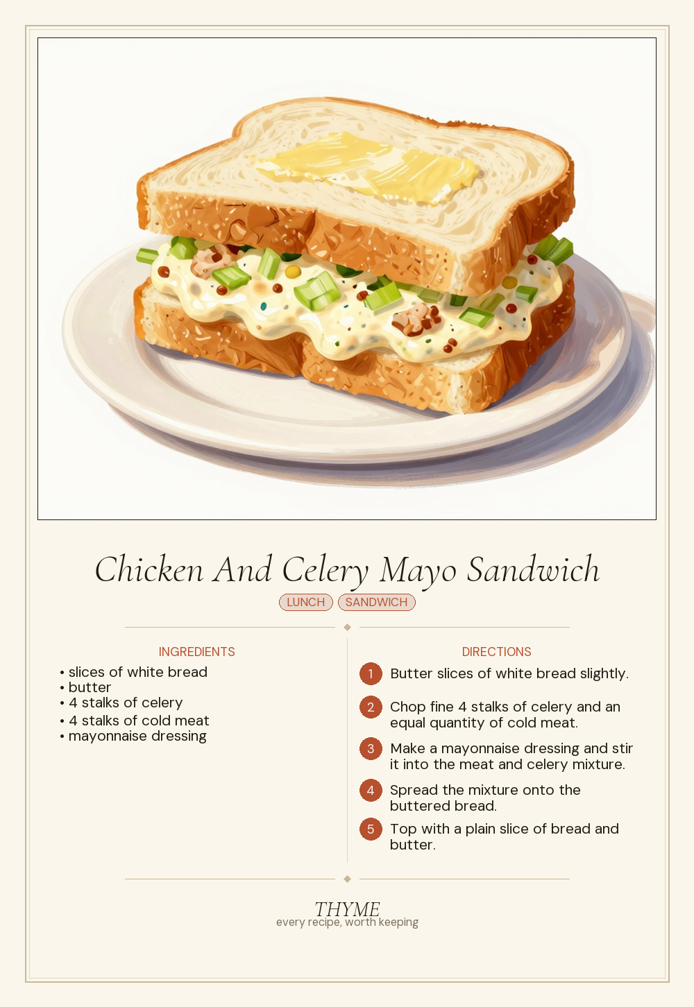 Chicken And Celery Mayo Sandwich