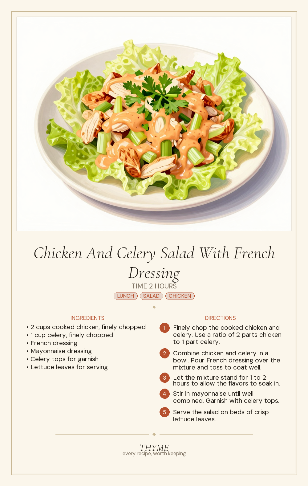 Chicken And Celery Salad With French Dressing